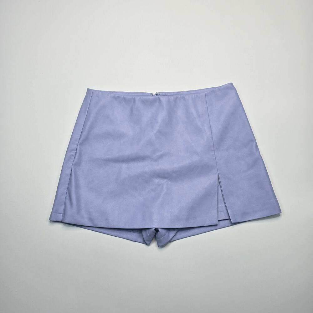 Avec Les Filles Faux Leather Skort Lavender Purple Mini Skirt Shorts Size 30